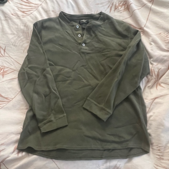 Waffle Henley shirt , 2XL, olive, army green. - Picture 1 of 5